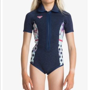 Girl Pop Surf Short Sleeve Front Zip Spring Suit